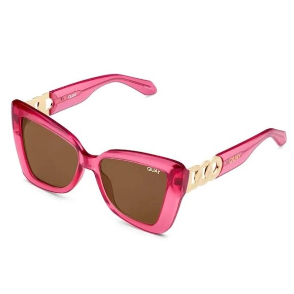 QUAY Women\'s Chain Reaction RX QT-001076 Pink & Gold / Brown Gradient Sunglasses